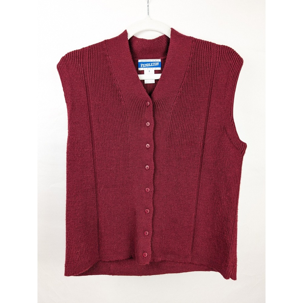 Pendleton Classic Womens Wool Cashmere Sweater Vest Sz S Red Cottagecore Preppy